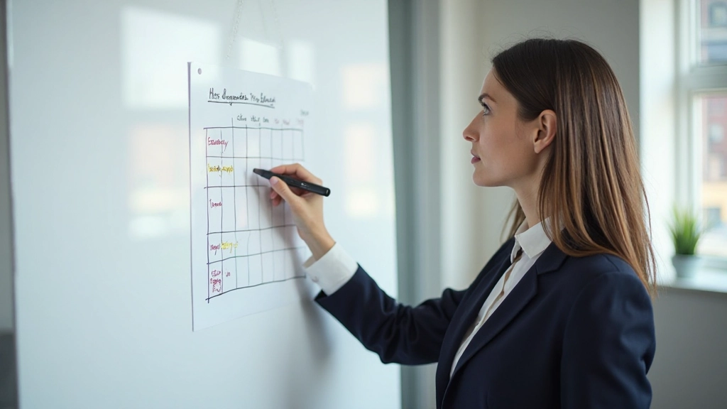 Матрица Эйзенхауэра на доске с задачами, разделенными по приоритетам